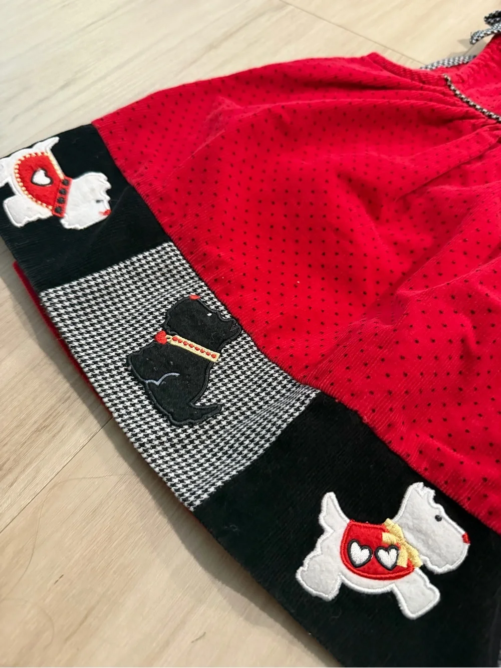 Vintage Red Scottish Dog Appliqué Toddler Dress